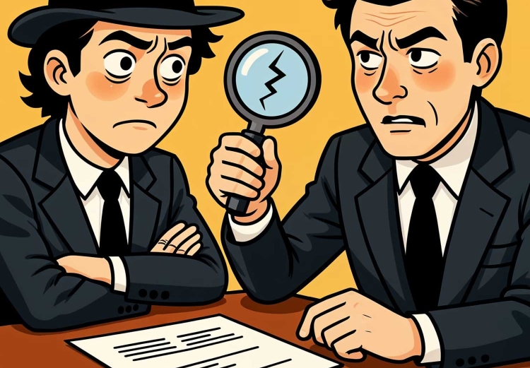Cartoon of a detective and suspect
